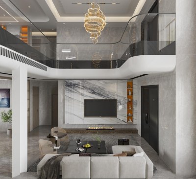 现代别墅客厅3D模型下载